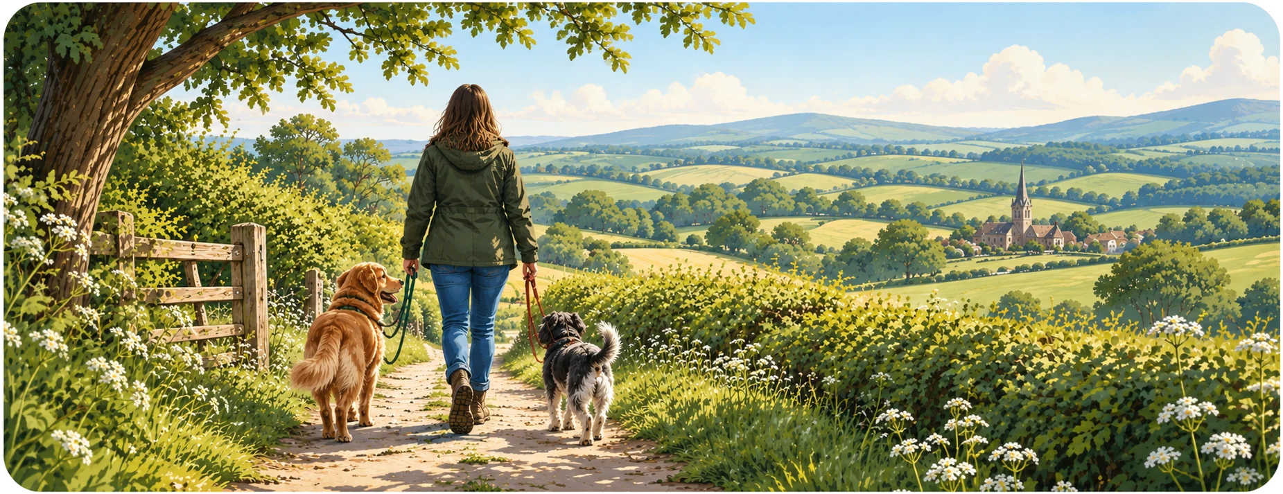 Dog walking in the Sussex countryside